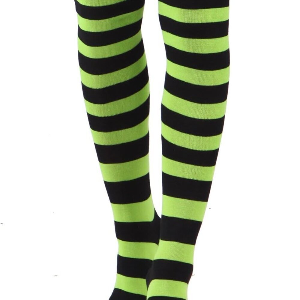 Women's Extra Long Striped Opaque Over Knee High Socks Stockings
